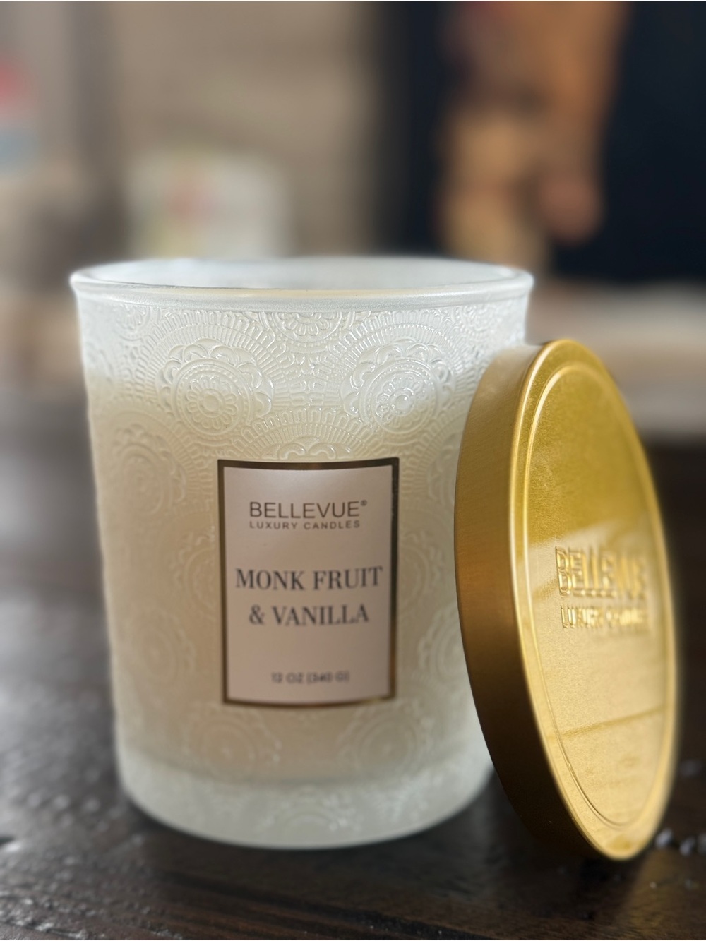 Monk Fruit & Vanilla Scented Candle - White